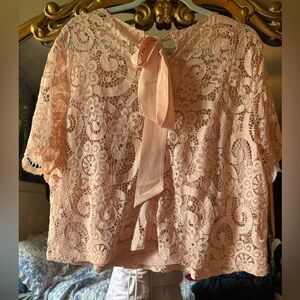 Nanette Lepore Blush Lace Blouse with Bow